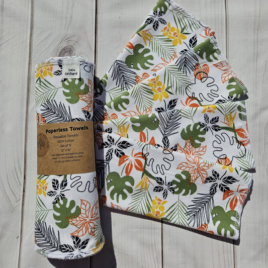 Tropical Leaf Print Paperless Paper Towels