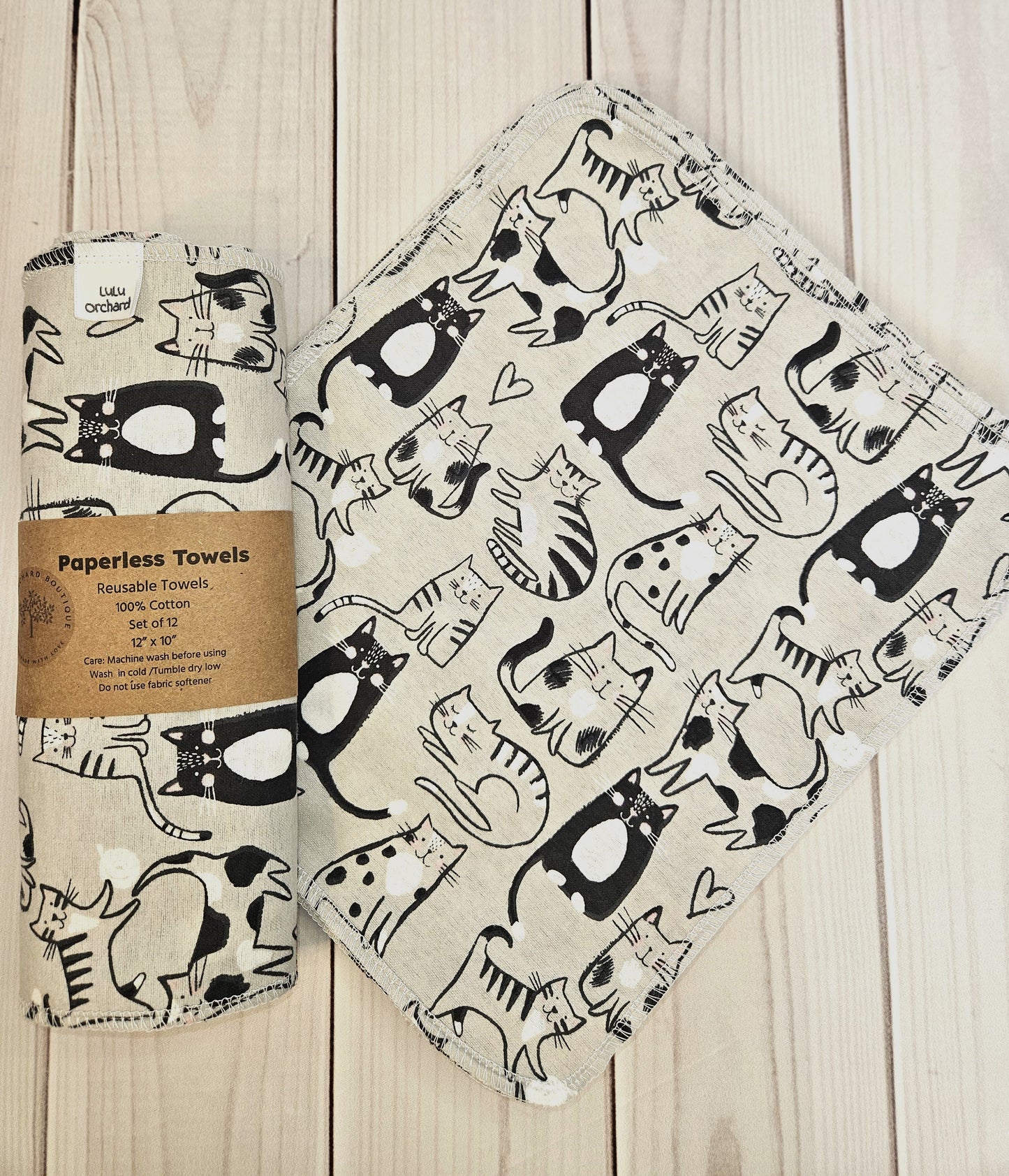 Gray Cat Prints Paperless Paper Towels