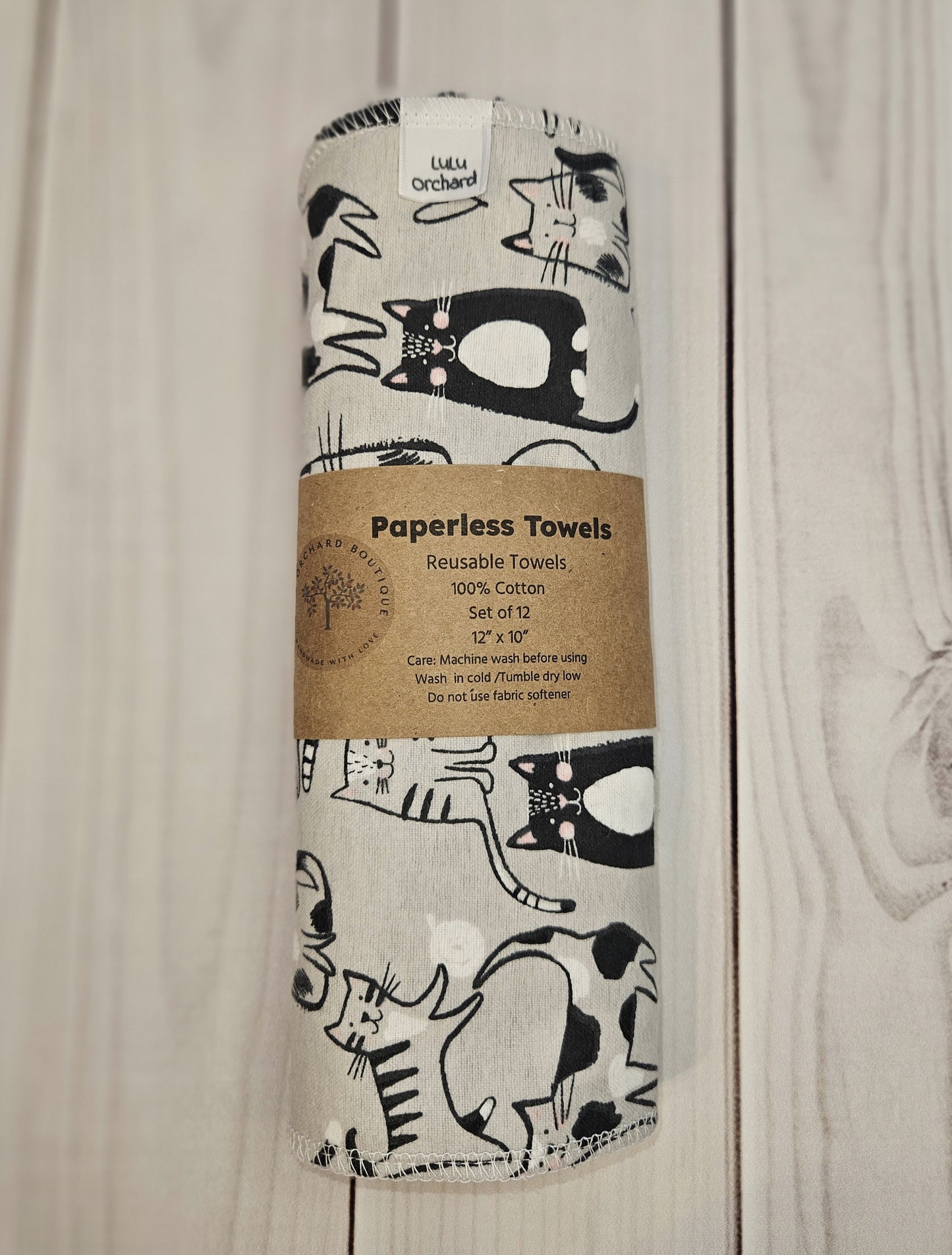 Gray Cat Prints Paperless Paper Towels