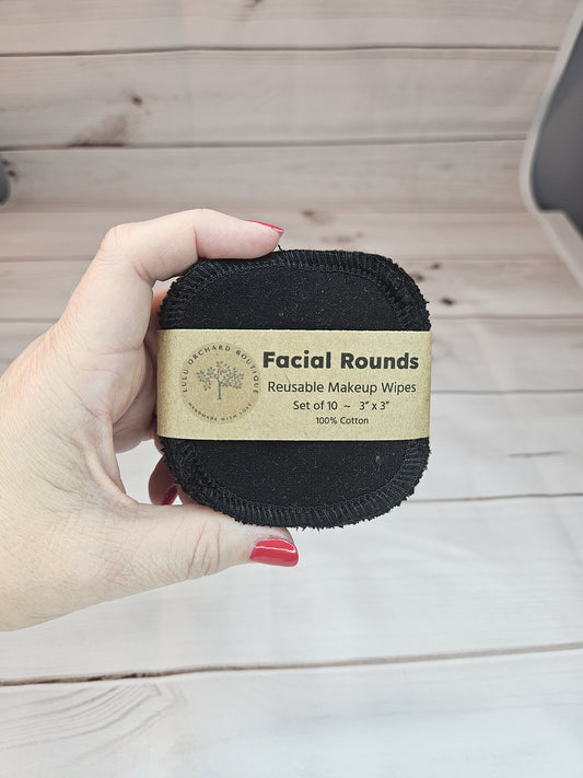 Black Reusable Facial Rounds, Cotton Facial Rounds, Makeup Rounds, Makeup Remover