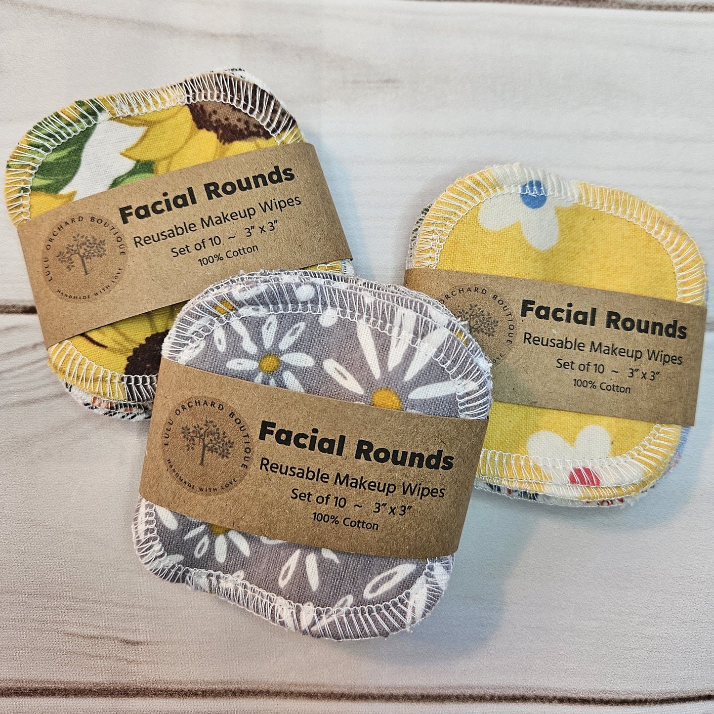 Variety Pack Reusable Facial Rounds, Cotton Facial Rounds, Makeup Rounds, Makeup Remover