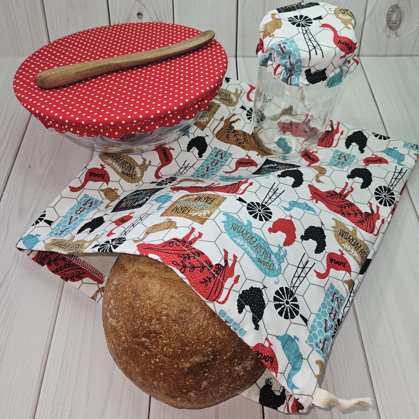 Sourdough Starter Set, Reusable Waterproof Bowl & Jar Cover, Bread Bag