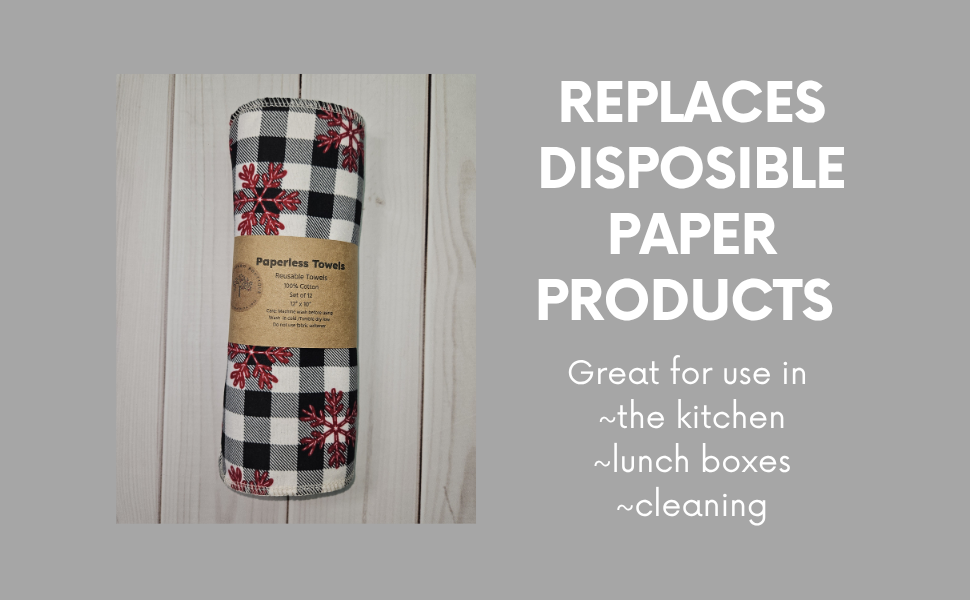 Buffalo Check with Red Snowflakes Paperless Paper Towels
