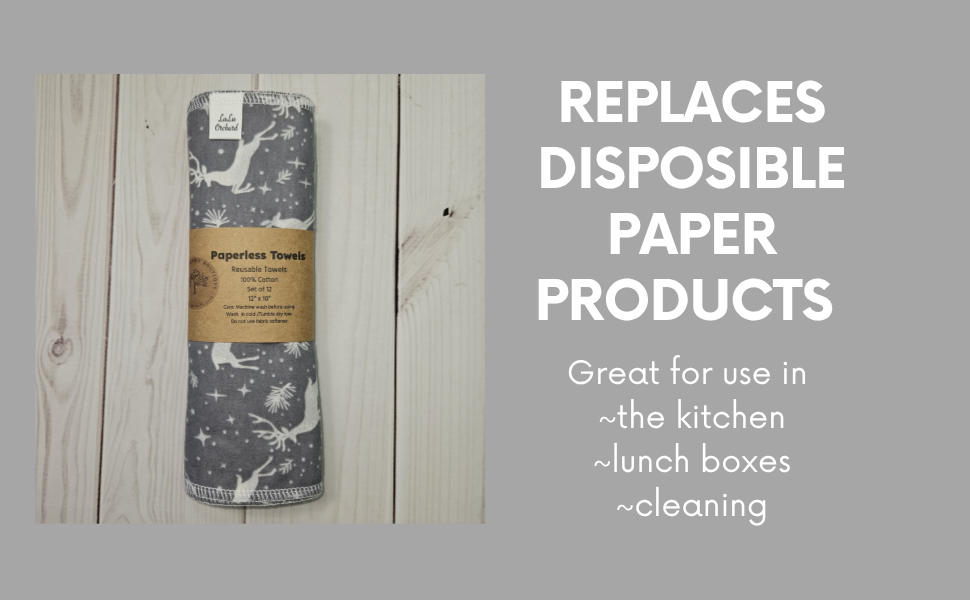 Deer on Gray Background Paperless Paper Towels