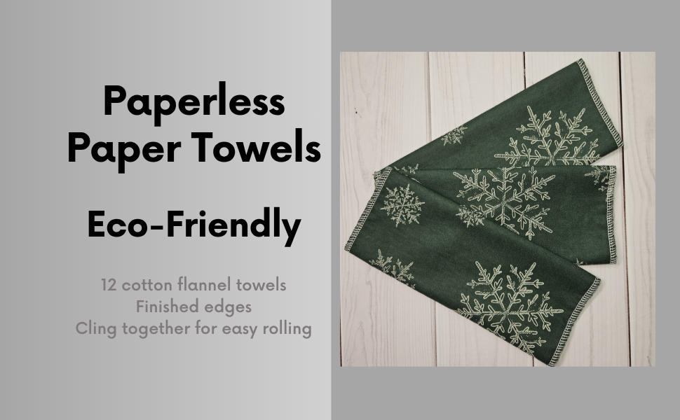Snowflakes with Hunter Green Background Paperless Paper Towels