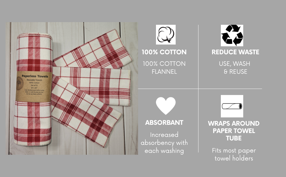 Red and Cream Plaid Paperless Paper Towels