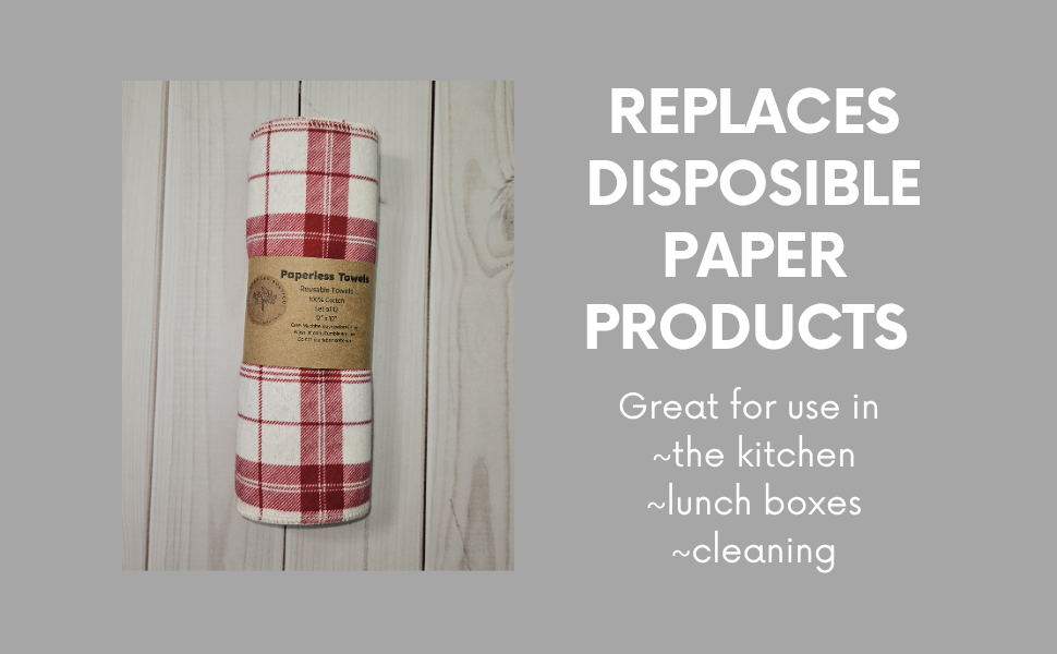 Red and Cream Plaid Paperless Paper Towels