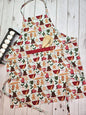 Gingerbread Man Baking Full Apron with Pocket, Trimmed with Red
