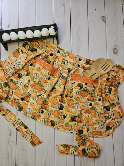 Pumpkins and Crows Retro Half Apron
