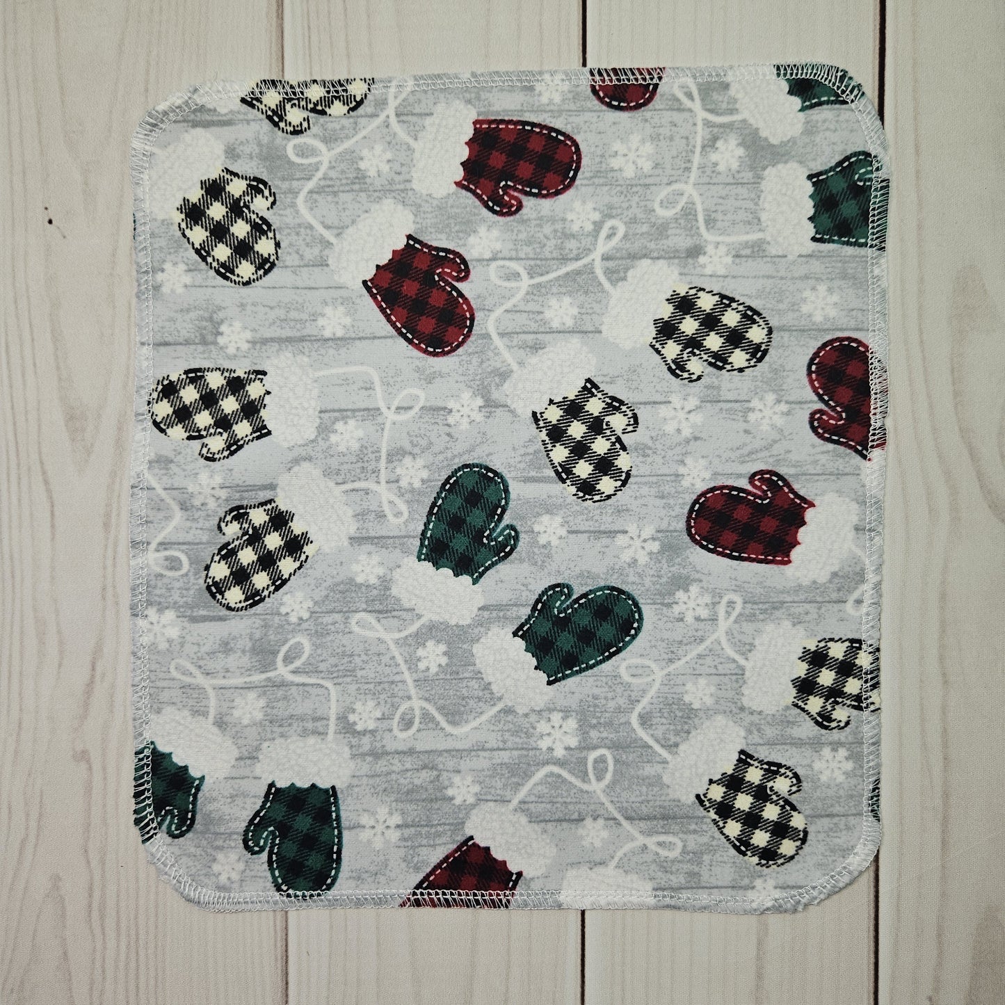 Christmas Mittens on Light Gray Paperless Paper Towels