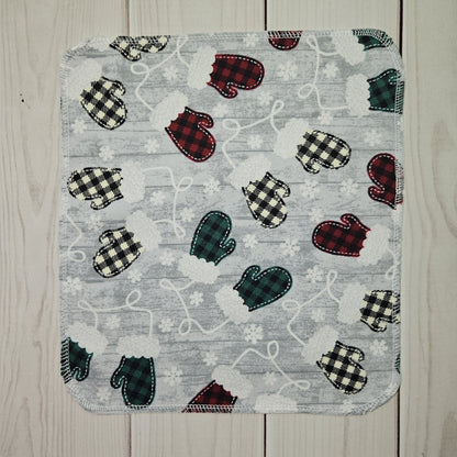 Christmas Mittens on Light Gray Paperless Paper Towels