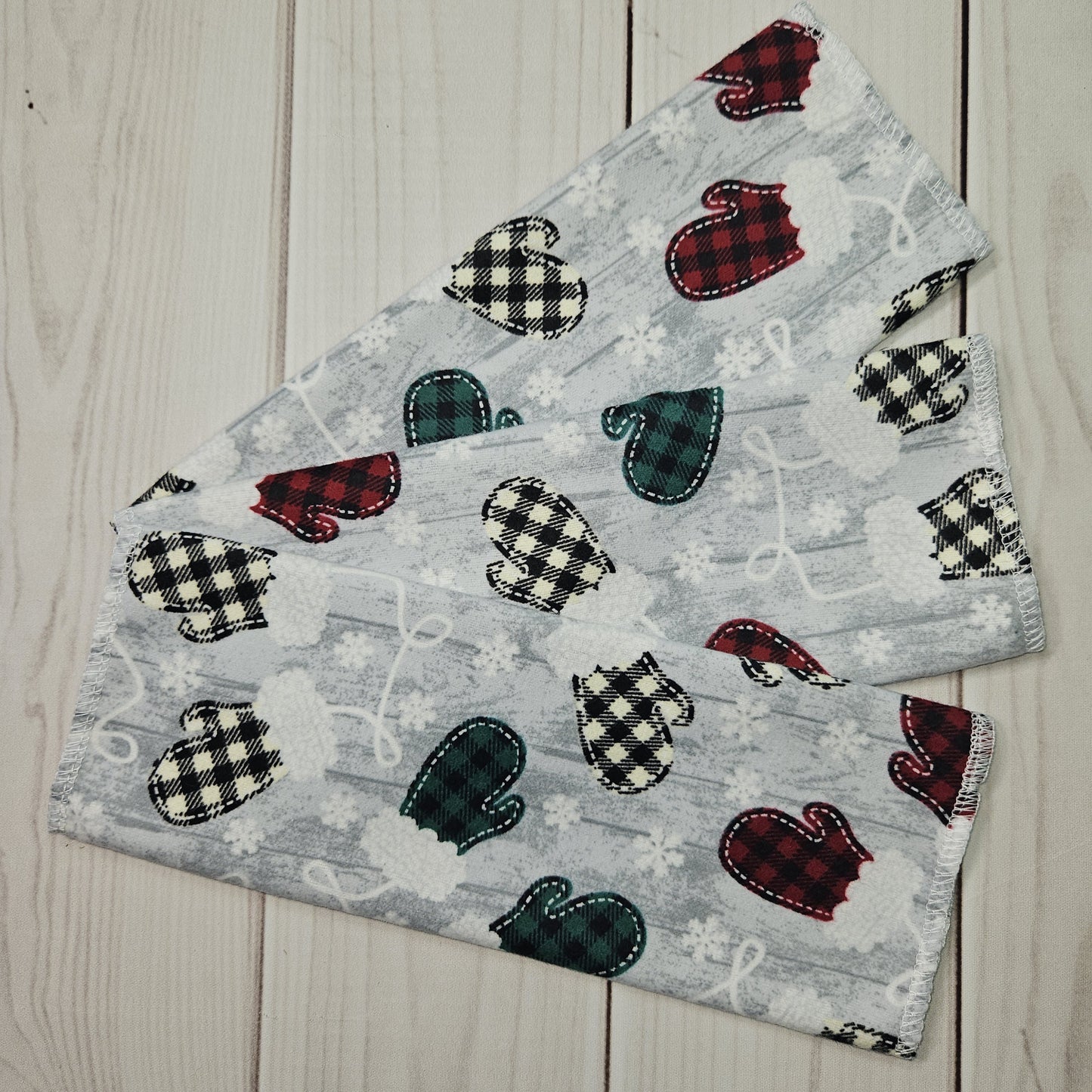 Christmas Mittens on Light Gray Paperless Paper Towels