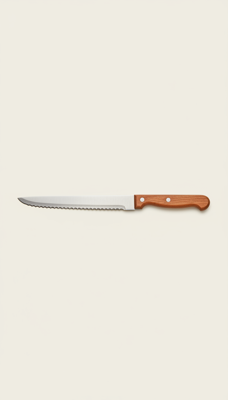 Wood-Handled Bread Knife with Serrated Blade