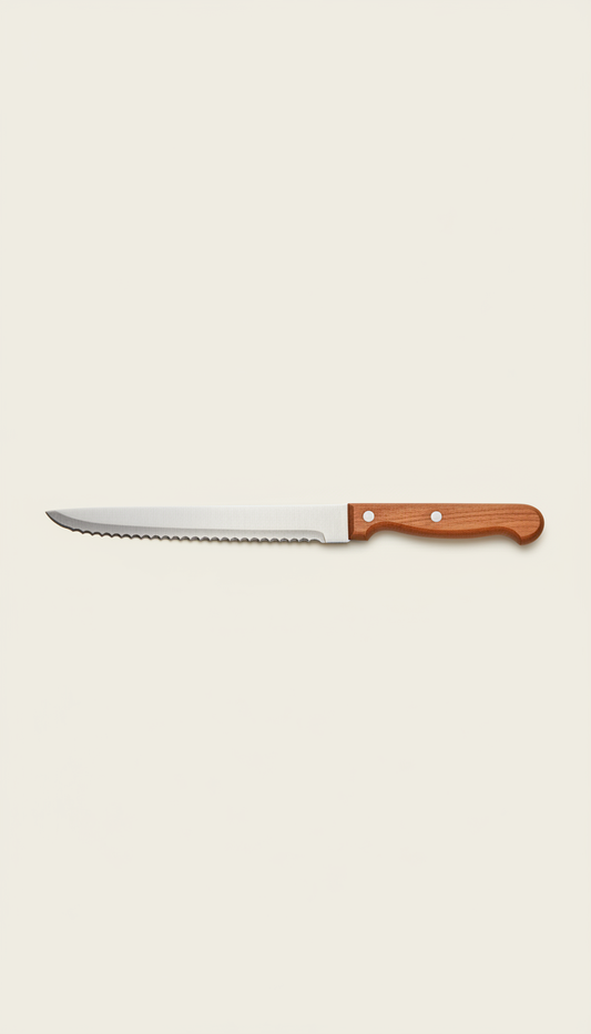 Wood-Handled Bread Knife with Serrated Blade