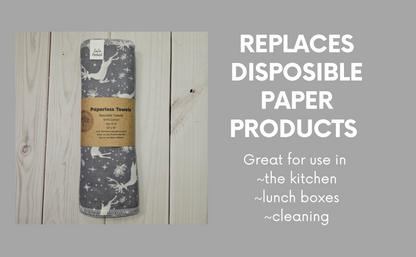 Deer on Gray Background Paperless Paper Towels