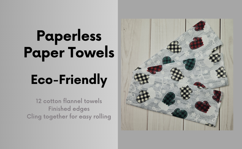 Christmas Mittens on Light Gray Paperless Paper Towels