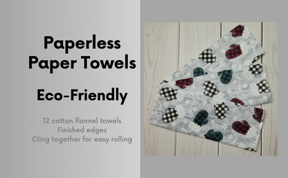 Christmas Mittens on Light Gray Paperless Paper Towels