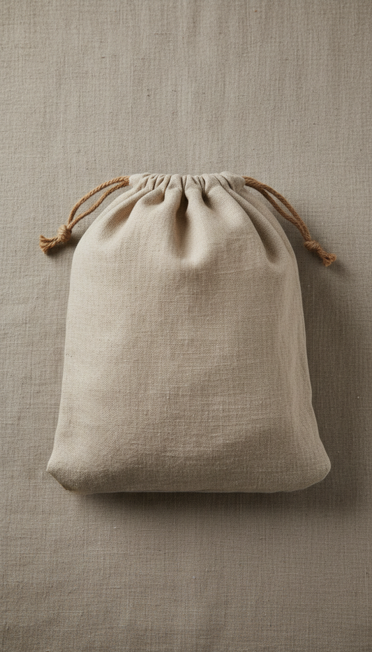 Linen bread bag with drawstring